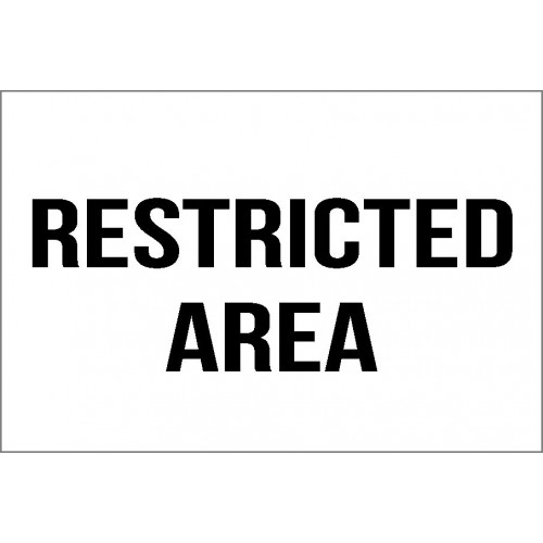 Restricted Area (White) Sign